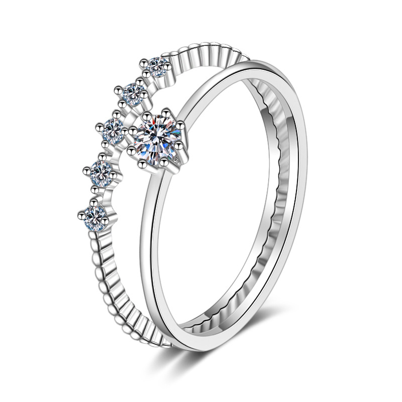 Sterling Silver Plated Moissanite Ring 6