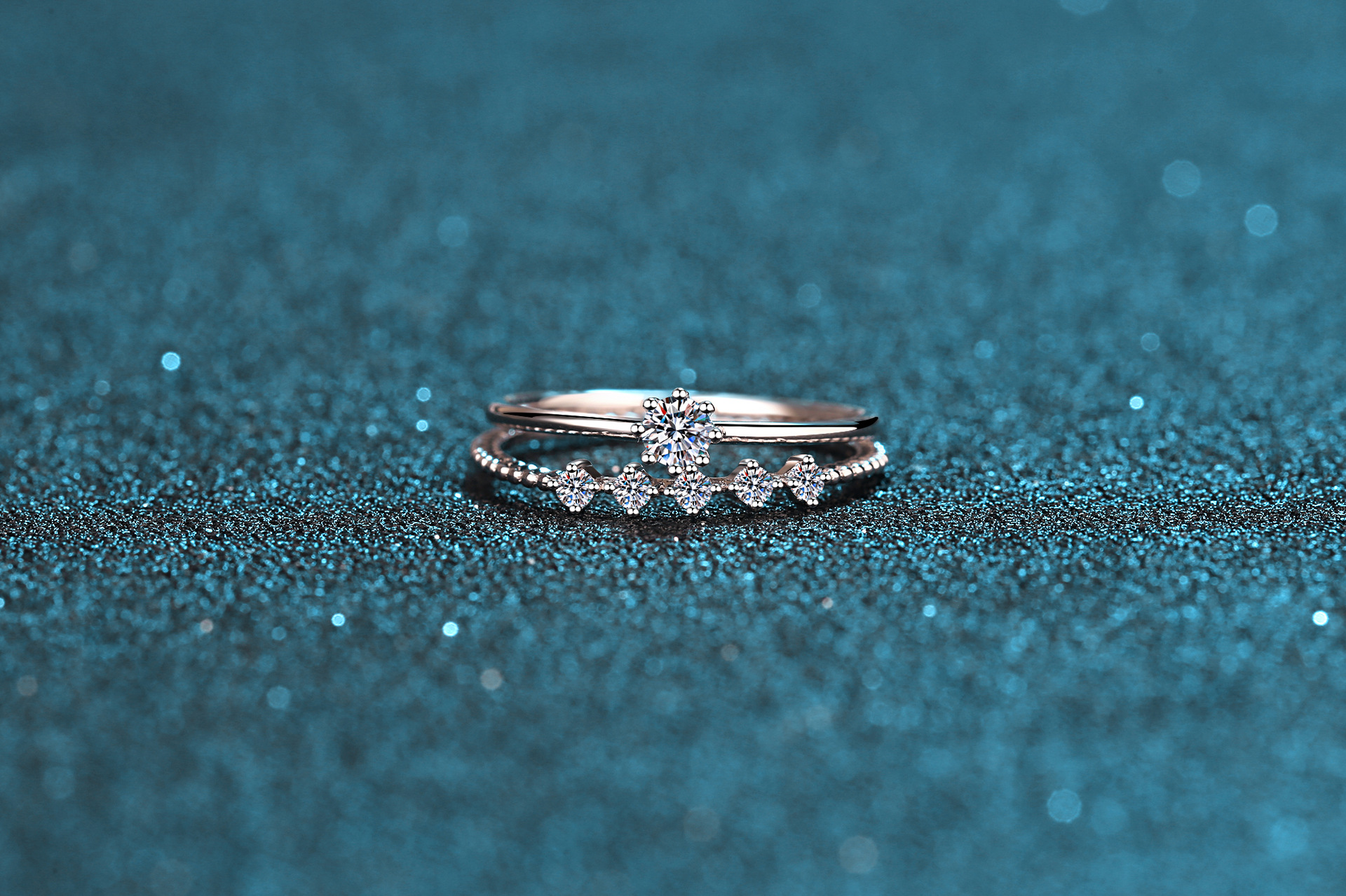Sterling Silver Plated Moissanite Ring 1
