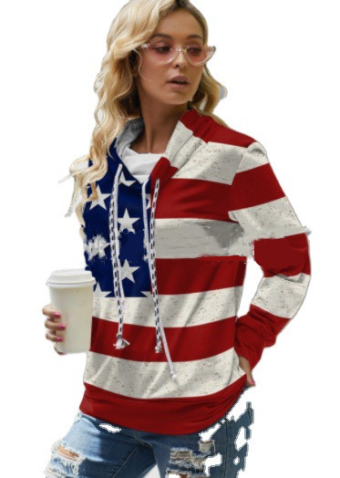 Women's American Flag Casual Urban Sweatshirt Image 1