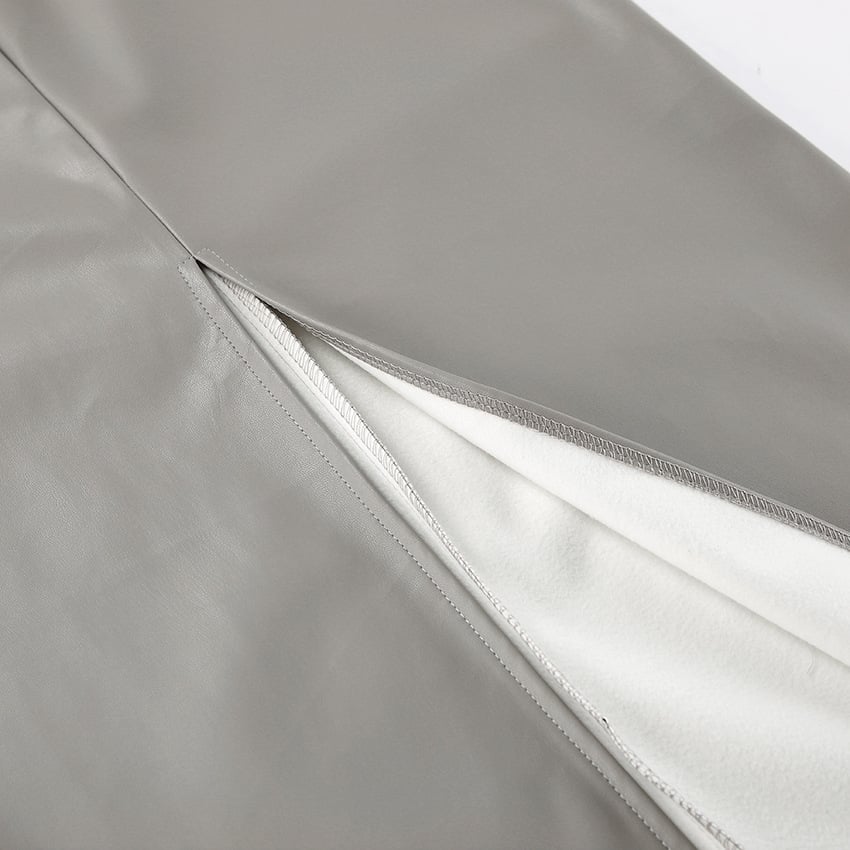 French Fashion Sexy Slit High Waist Leather Straight Skirt Image 9