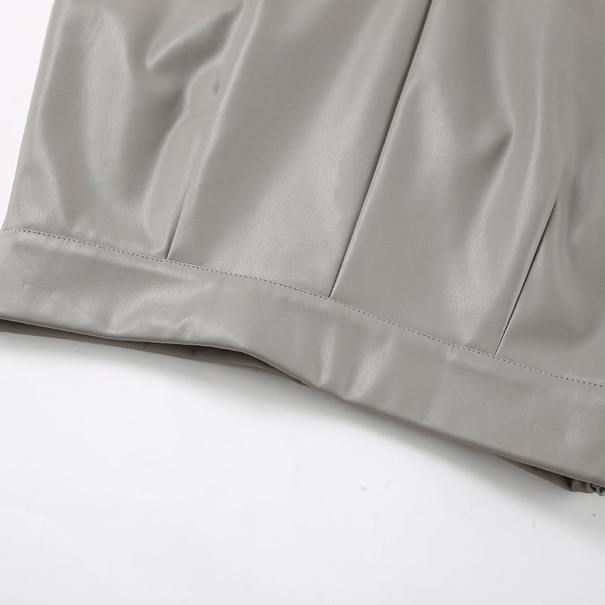 French Fashion Sexy Slit High Waist Leather Straight Skirt Image 4
