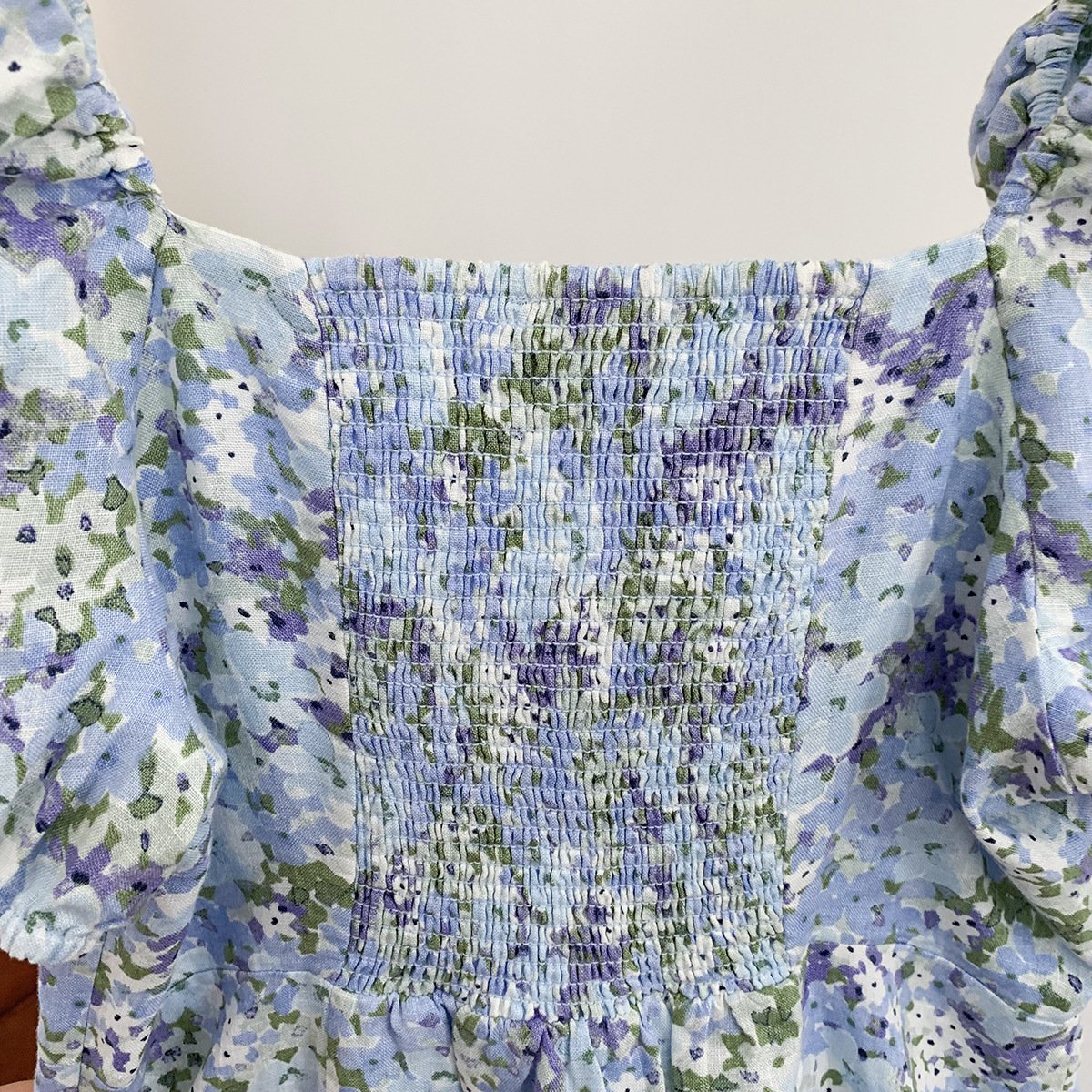 Linen Puff Sleeve Mid-length Dress 5