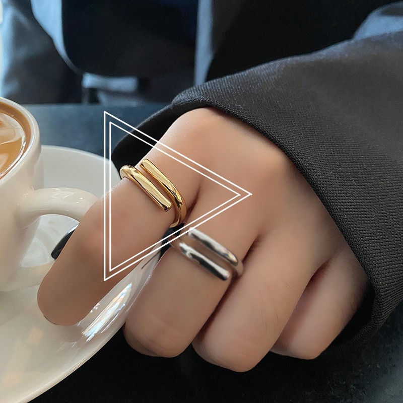 Elegant Line Metal Texture Ring - Geometry Style