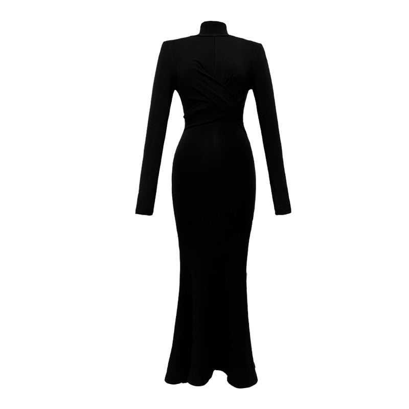 Retro Long Sleeve Slim Dress Image 5