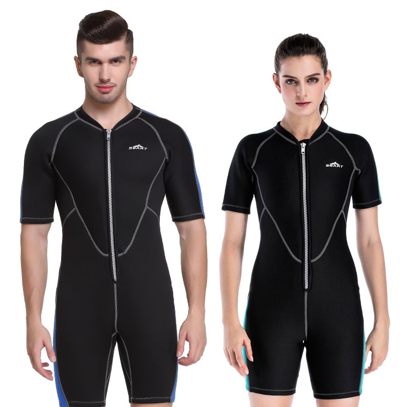 Neoprene Wetsuit 2MM - Sky Blue Front View - Full Body Coverage HS:6211439010 Age:Adult Gender:Unisex Origin:CN