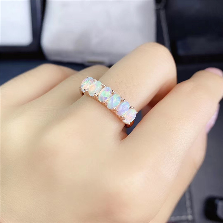 925 Silver Natural Opal Ring Image 3