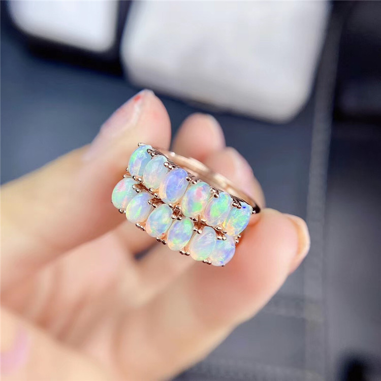 925 Silver Natural Opal Ring Image 5