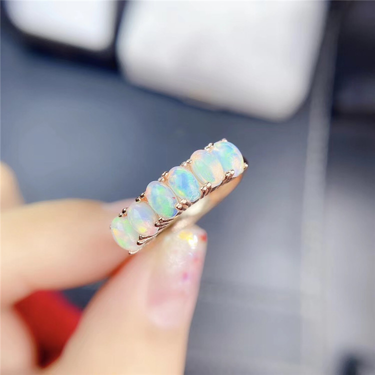 925 Silver Natural Opal Ring Image 4