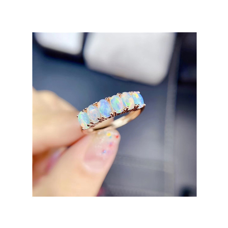 925 Silver Natural Opal Ring Image 1