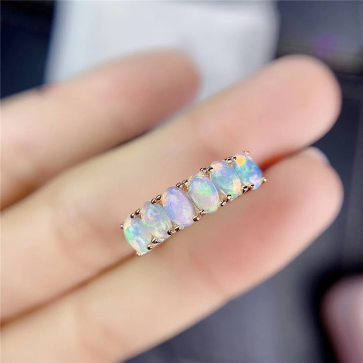 925 Silver Natural Opal Ring Image 2
