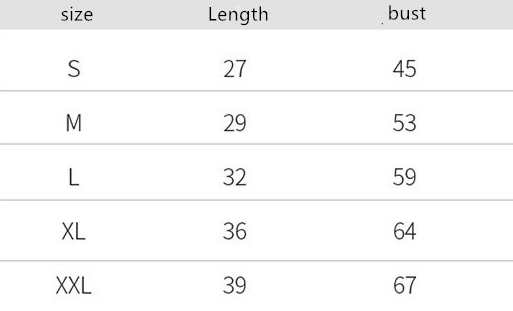spring dog sweater size chart