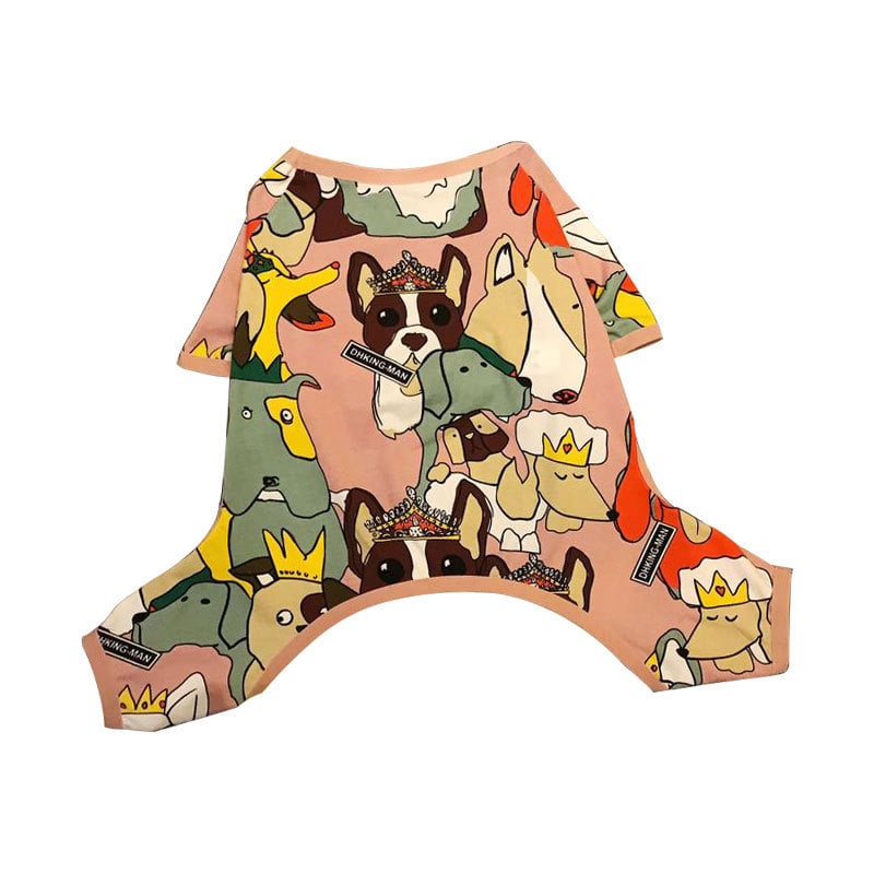 Back view of four-legged cotton sweater on small dog
