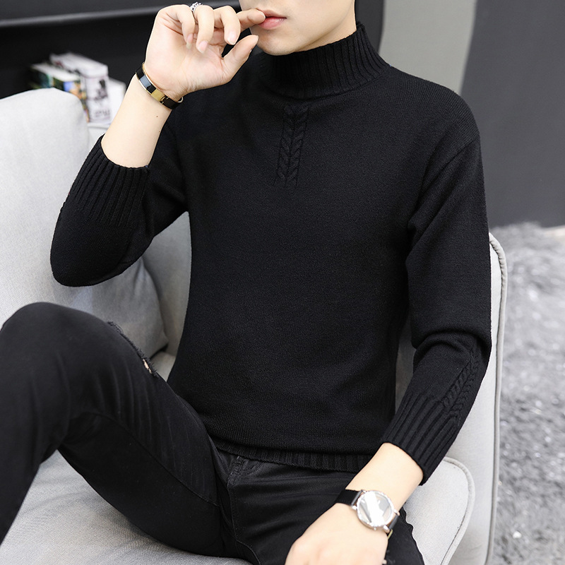 Men's Pure Color Half Collar Sweater Image 7