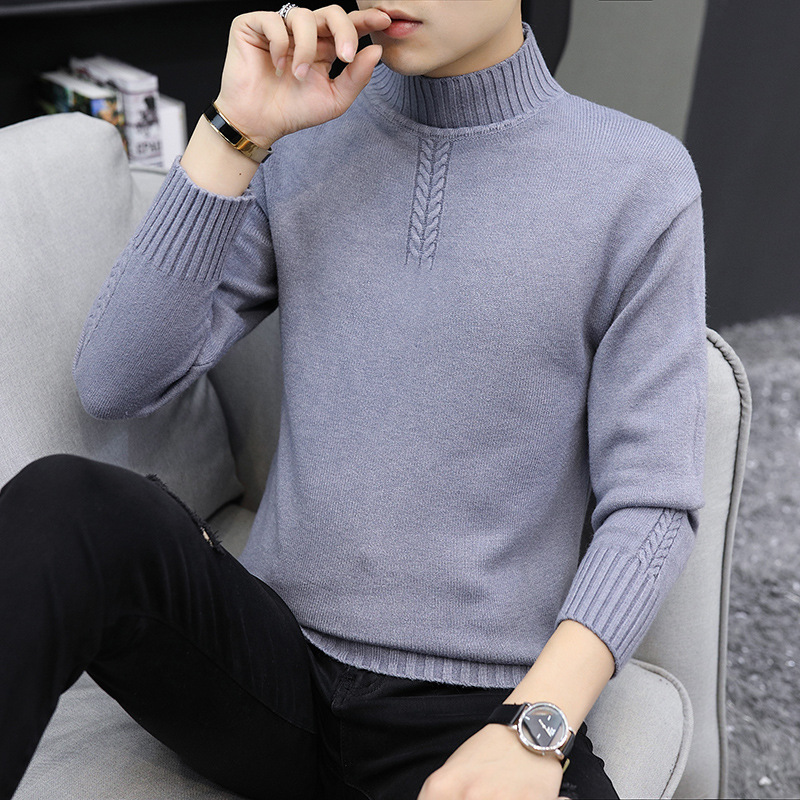 Men's Pure Color Half Collar Sweater Image 6