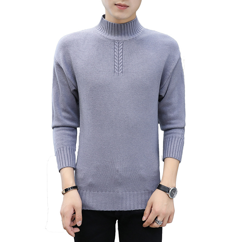 Men's Pure Color Half Collar Sweater Image 3