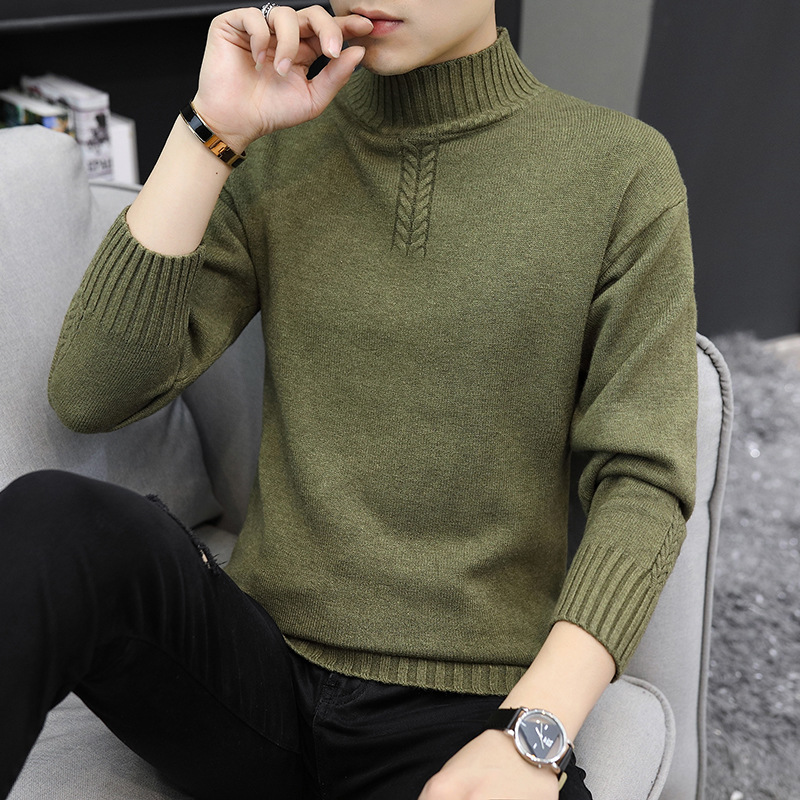 Men's Pure Color Half Collar Sweater Image 5