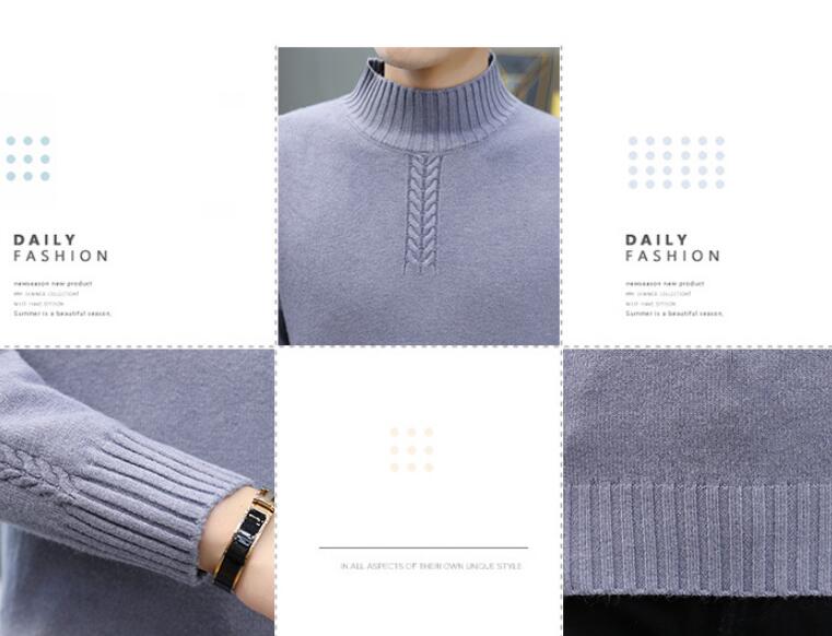 Men's Pure Color Half Collar Sweater Image 2
