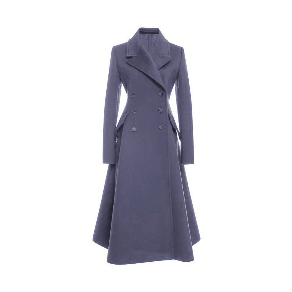 Elegant Woolen Coat in Dark Gray