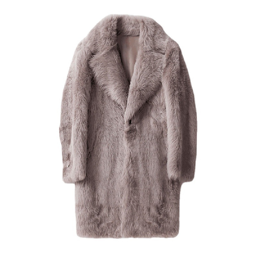 Men's Imitation Fox Fur Coat - Side View