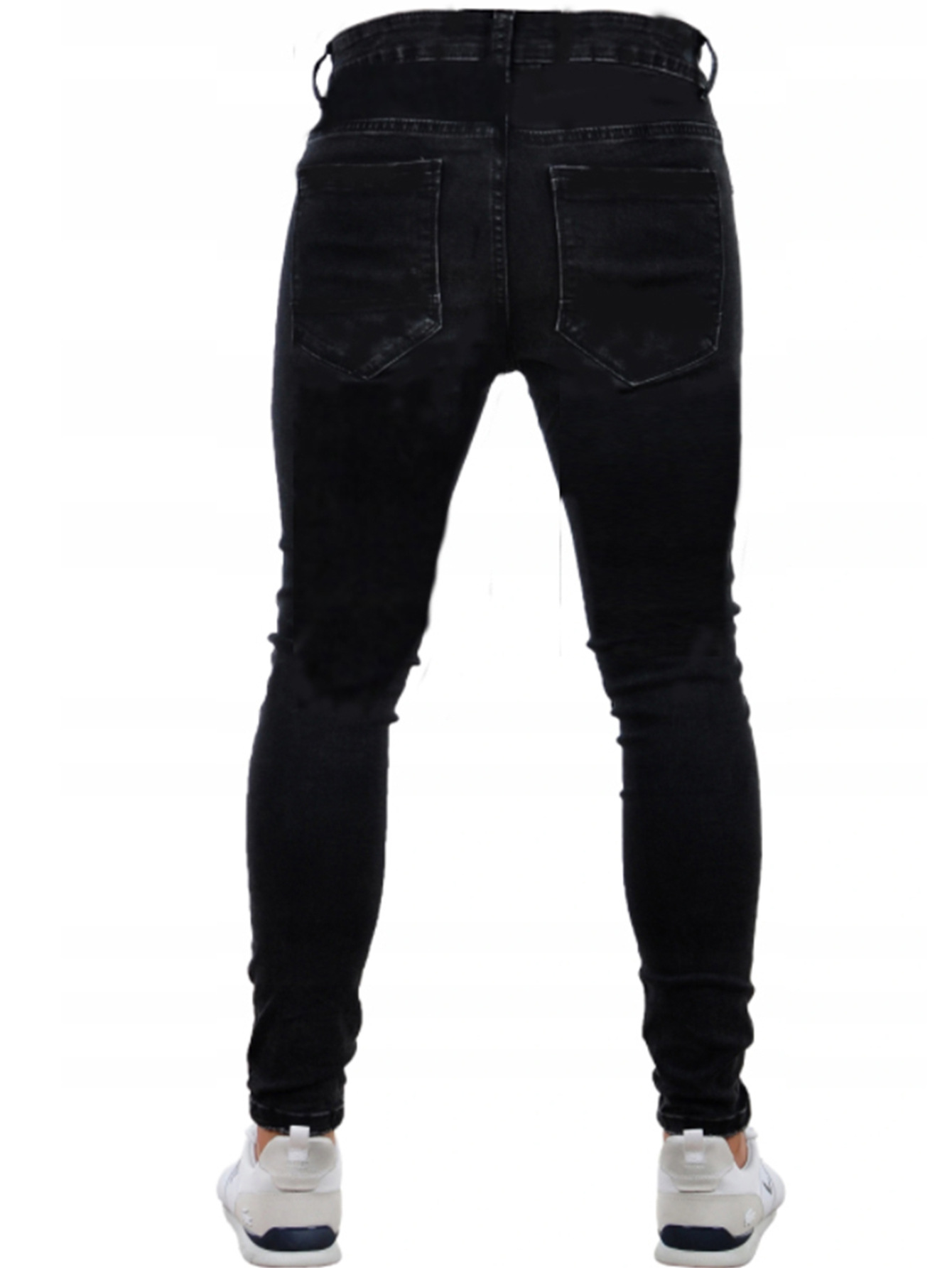 Men's Ripped Black Slim-fit High Waist Denim Trousers Image 9