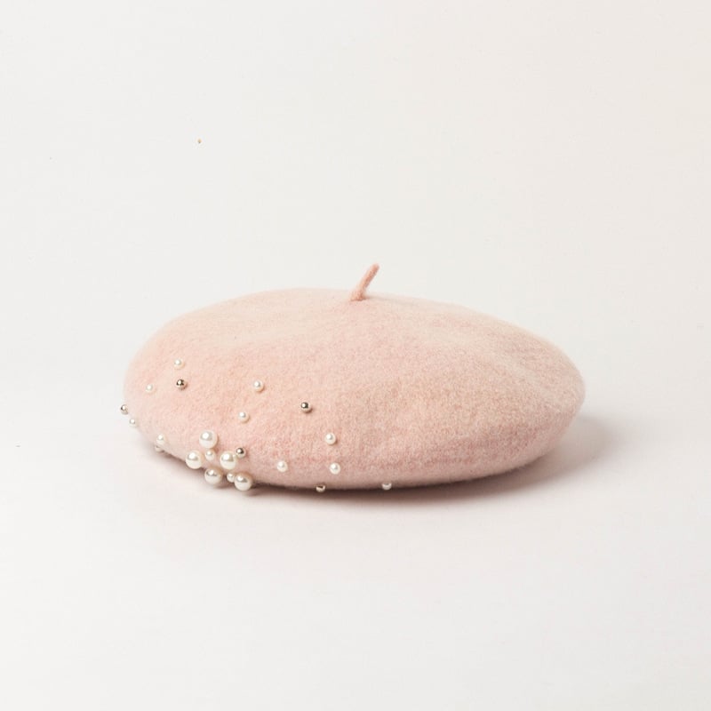 Fashion Casual Round Pearl Decorated Wool Bud Hat 5
