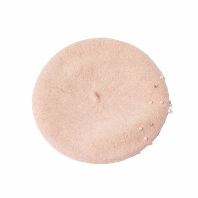 Fashion Casual Round Pearl Decorated Wool Bud Hat 1