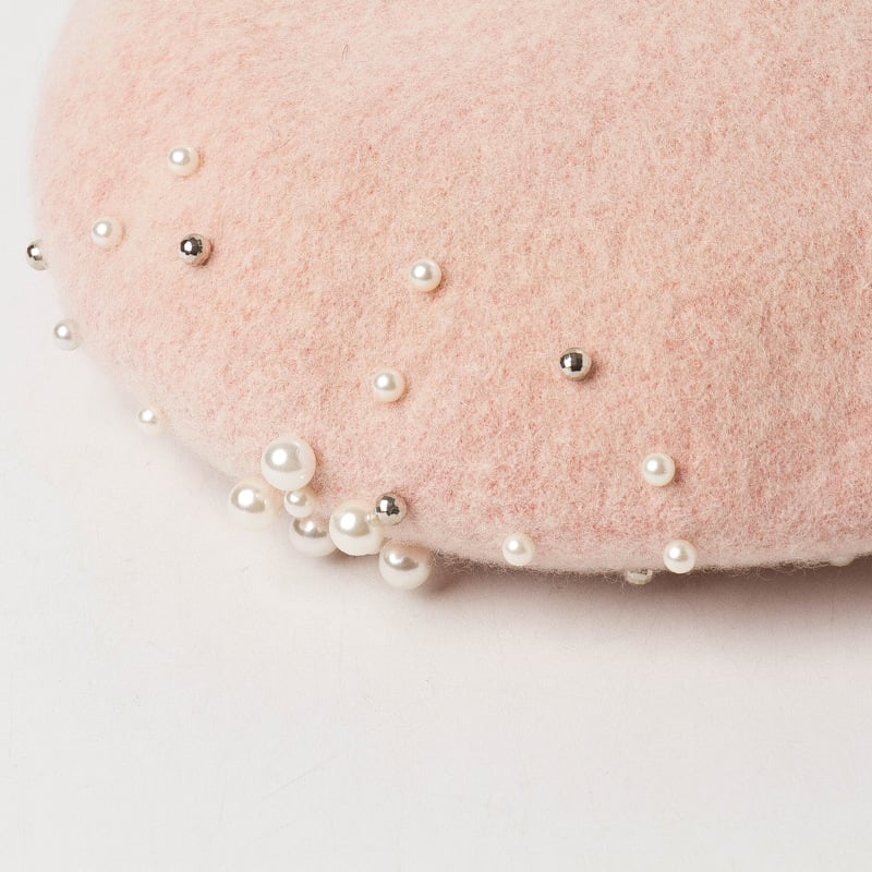 Fashion Casual Round Pearl Decorated Wool Bud Hat 4