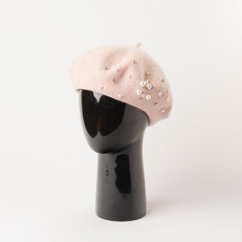 Fashion Casual Round Pearl Decorated Wool Bud Hat 3