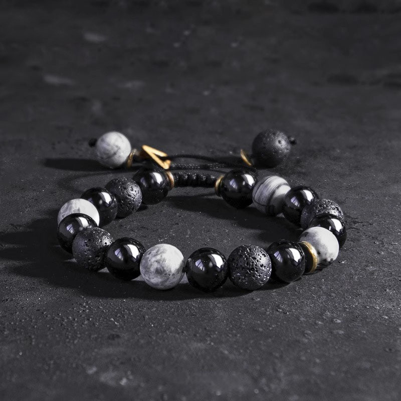 Volcanic Rock Obsidian Bracelet Male 2