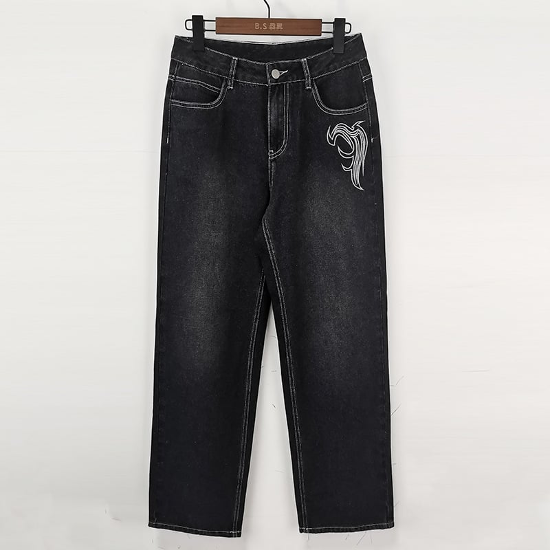 Washed Straight-leg Pants Image 8