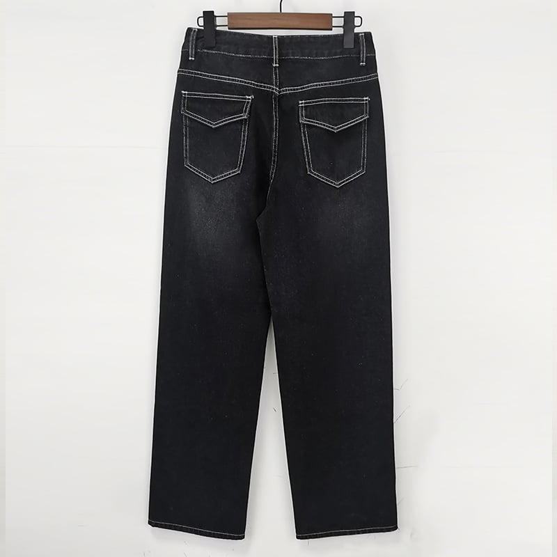 Washed Straight-leg Pants Image 9