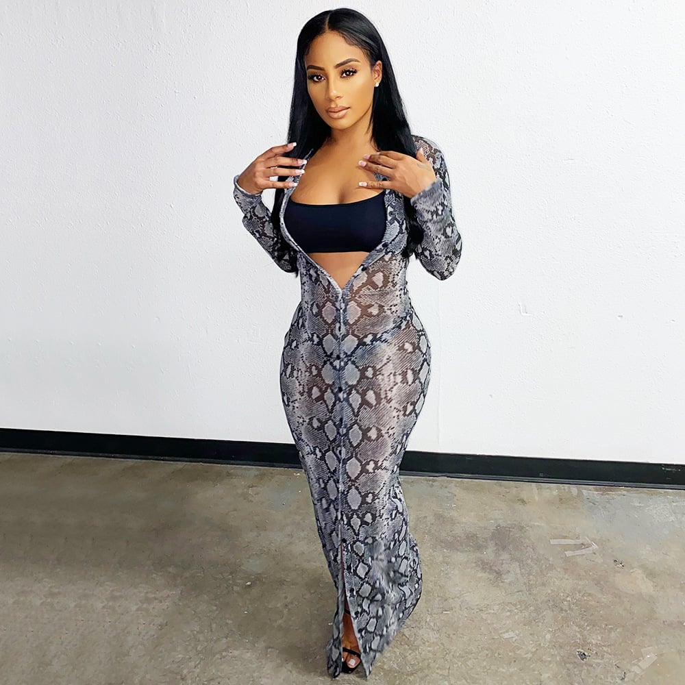 Women's Fashion Printed Long-sleeved Dress 4