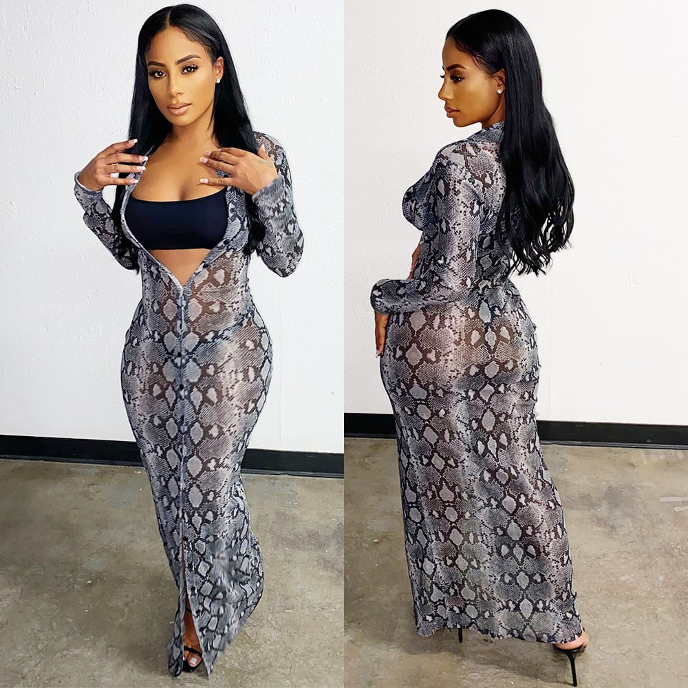 Women's Fashion Printed Long-sleeved Dress 3