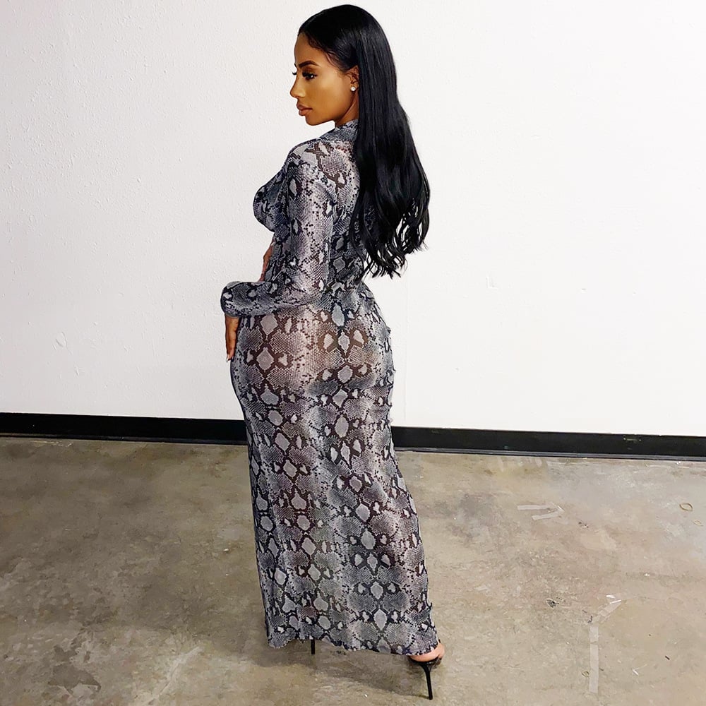 Women's Fashion Printed Long-sleeved Dress 5