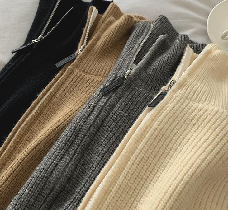 Men's Thick Solid Color Turtleneck Zipper Knitwear Cardigan Sweater - Image 7