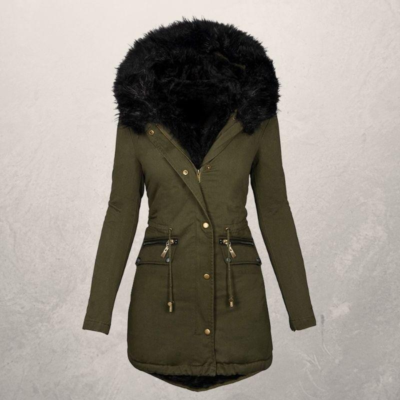 Solid Wool Collar Hooded Jacket 5