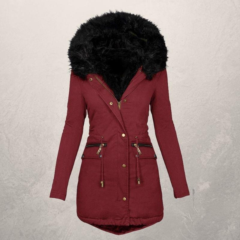 Solid Wool Collar Hooded Jacket 8