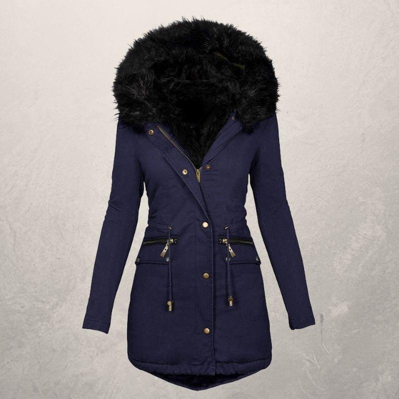 Solid Wool Collar Hooded Jacket 3