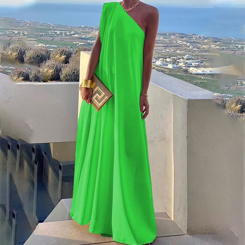Women's Fashion Loose One-shoulder Long Dress Image 4