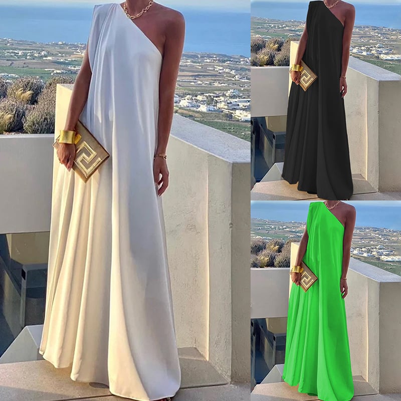Women's Fashion Loose One-shoulder Long Dress Image 6