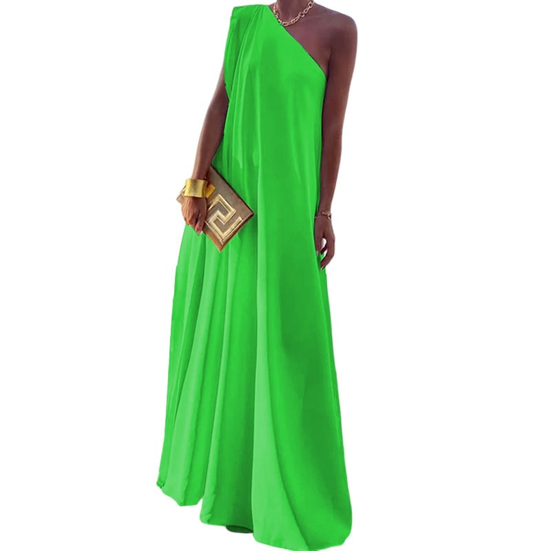 Women's Fashion Loose One-shoulder Long Dress Image 7