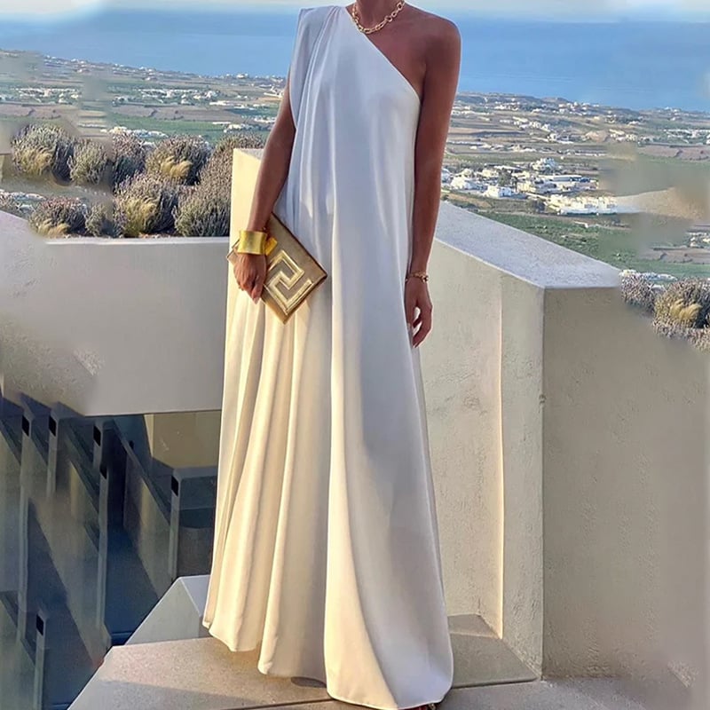 Women's Fashion Loose One-shoulder Long Dress Image 2