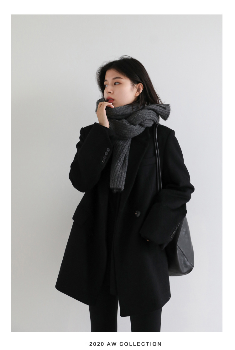 Women's Wide Shoulder Woolen Suit Coat Image 13