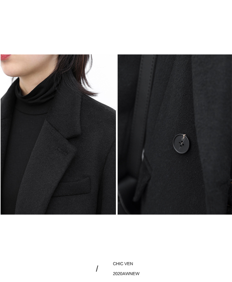 Women's Wide Shoulder Woolen Suit Coat Image 15