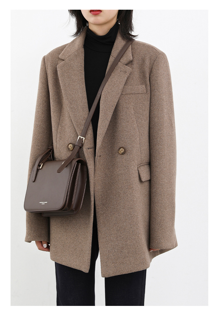 Women's Wide Shoulder Woolen Suit Coat Image 11