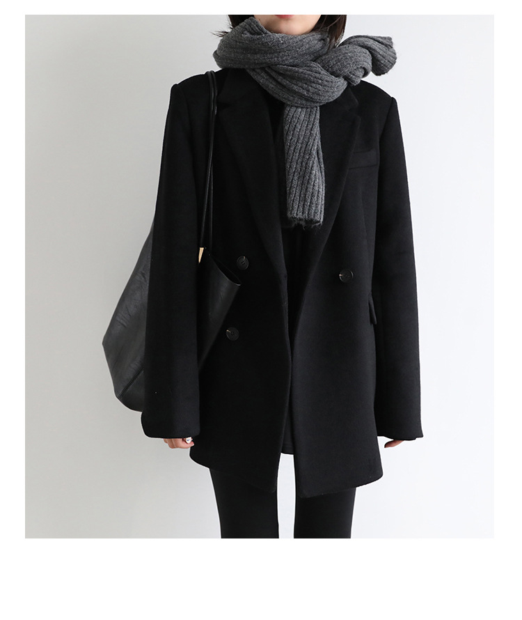 Women's Wide Shoulder Woolen Suit Coat Image 20