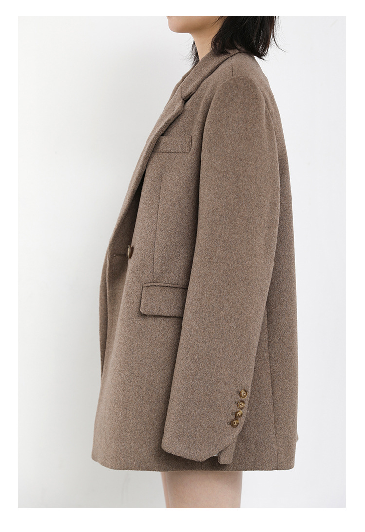 Women's Wide Shoulder Woolen Suit Coat Image 7