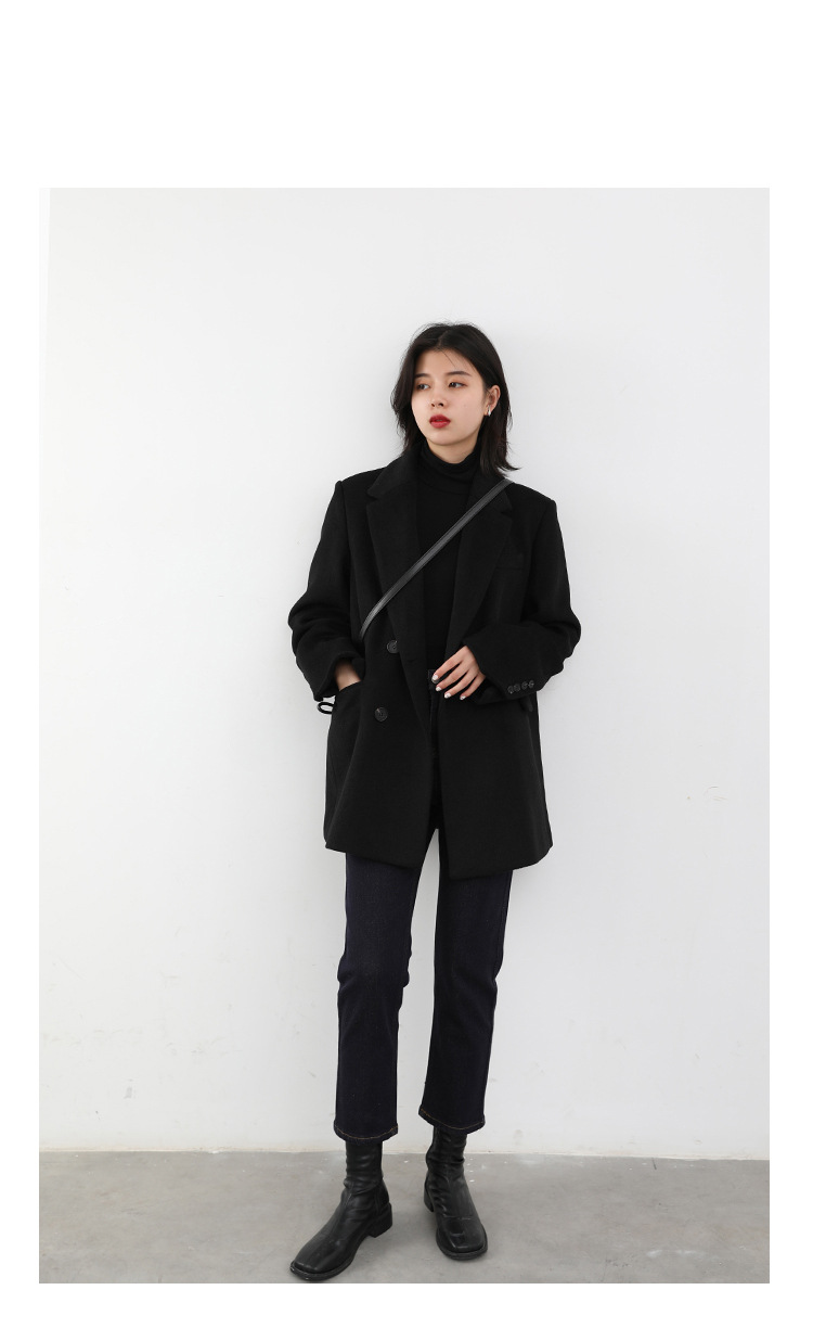 Women's Wide Shoulder Woolen Suit Coat Image 19