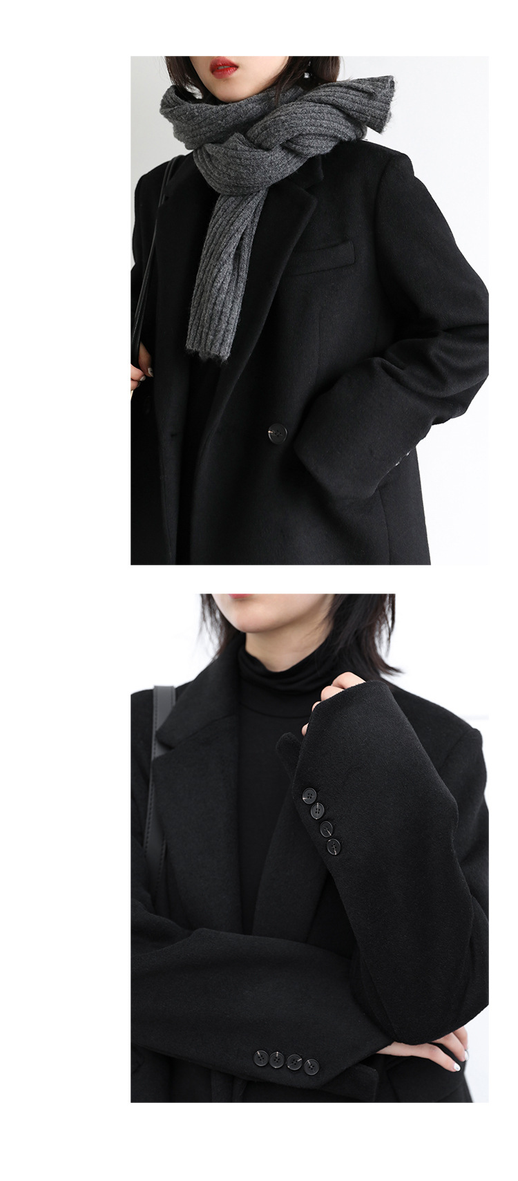 Women's Wide Shoulder Woolen Suit Coat Image 21