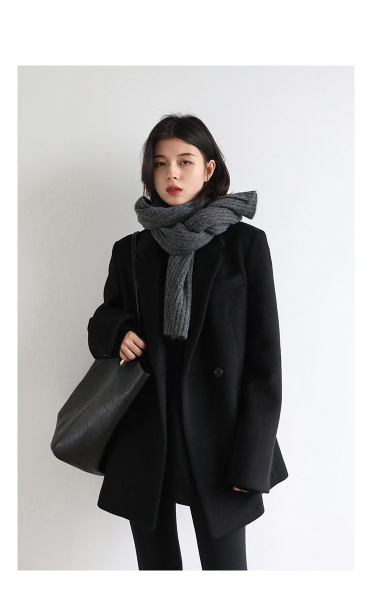 Women's Wide Shoulder Woolen Suit Coat Image 16
